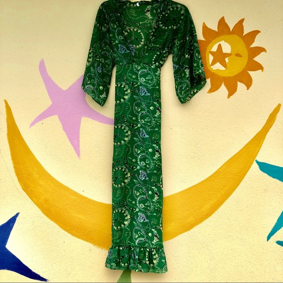 Boho Emerald Green Empire Maxi Dress - Picture 8 of 8